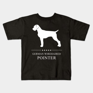 German Wirehaired Pointer Dog White Silhouette Kids T-Shirt